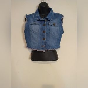Cropped Button up jean vest